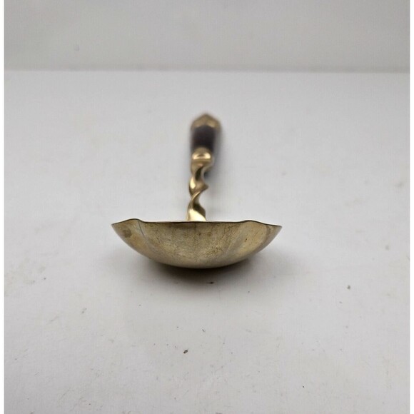 Vintage Gravy Soup Ladle Spoon Buddha Bronze Brass Rosewood Siam Thailand 7.75” - Picture 6 of 7